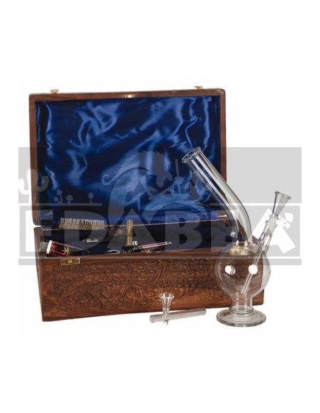 Glass Bong In Wood Case + Accessories 28 cm