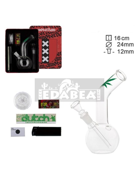 Bong de Vidrio 16 cm con Accesorios Amsterdam Greenline | Edabea